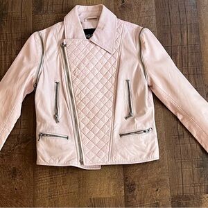 Bagatelle Light Pink Quilted Convertible Lambskin Leather Jacket Vest